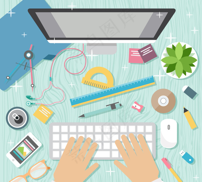 扁平办公工作场景