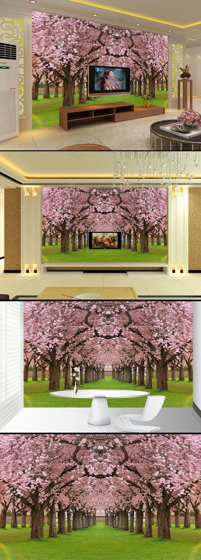 唯美樱花树林樱花绽放背景墙