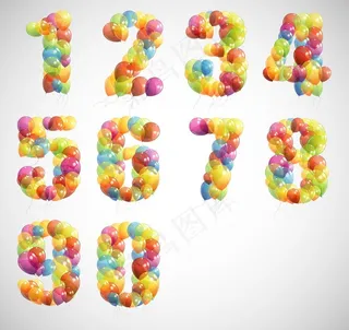 彩色气球数字图片