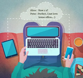 使用电脑的男子俯视图图片