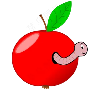 一个蠕虫红苹果