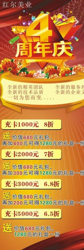 店庆四周年展架图片cdr矢量模版下载
