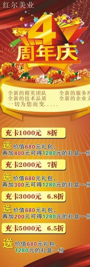 店庆四周年展架图片