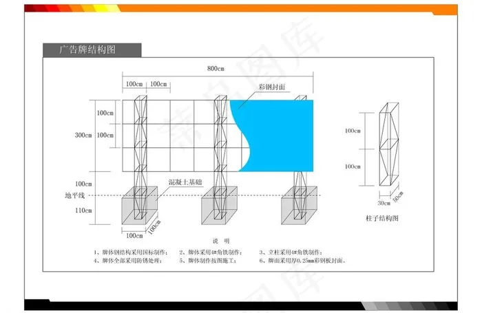 广告牌结构图图片ai矢量模版下载