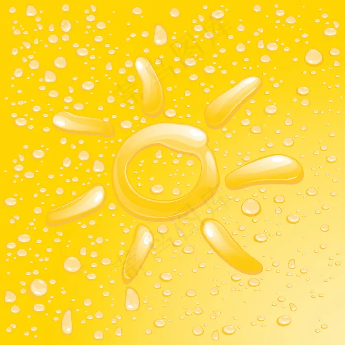 水珠太阳黄色矢量素材ai矢量模版下载