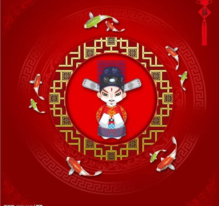 传统戏曲版卡通人物图片psd模版下载