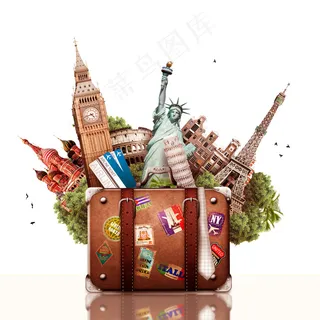旅行箱后的旅游景区 旅行箱后的旅游景区
