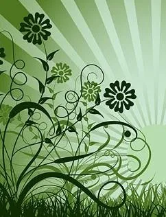 趋势日落花卉剪影矢量素材eps,ai矢量模版下载
