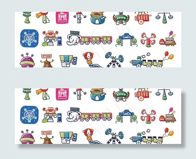 韩国游乐园卡通矢量元素