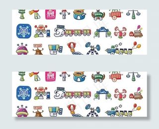 韩国游乐园卡通矢量元素