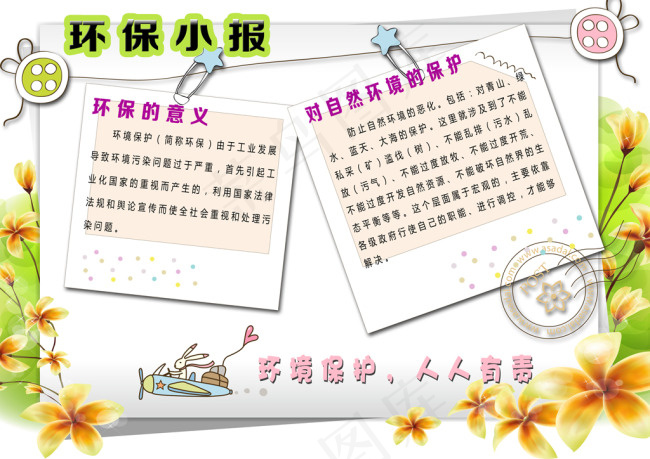 卫生环保小报展板psd模版下载