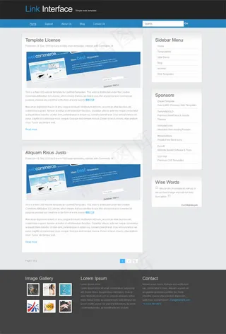 蓝色导航博客模板