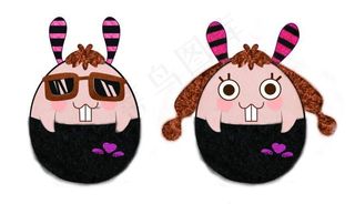 可爱情侣兔子形象设计