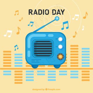 复古收音机时代背景的可爱风格