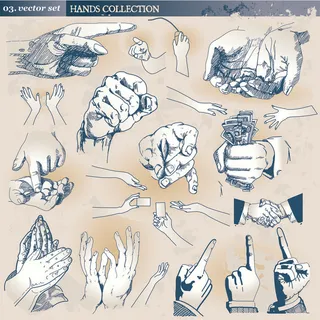 手姿手势线稿设计矢量素材