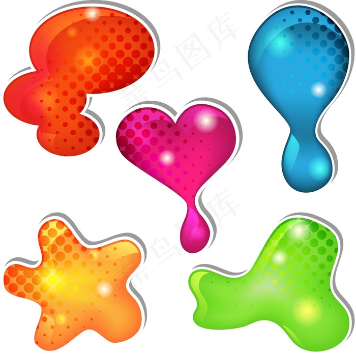 彩色异形贴纸标签矢量图 AI