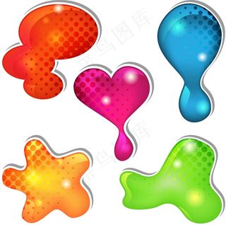 彩色异形贴纸标签矢量图 AI