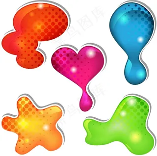 彩色异形贴纸标签矢量图 AI