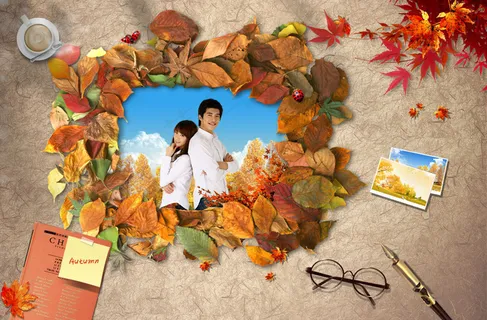 树叶边框设计PSD分层模板