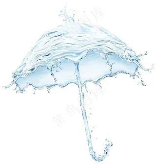 手绘水珠雨伞元素