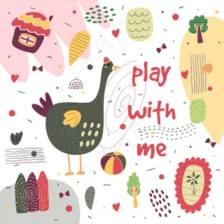 森系小动物可爱卡通元素矢量名片背景...