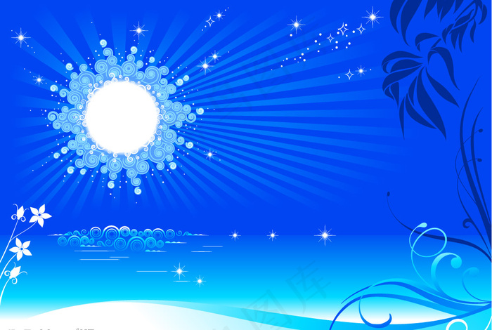 蓝色花纹背景矢量图下载
