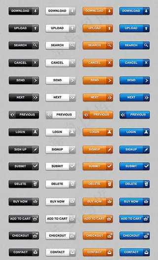 多款立体圆角按钮UI素材