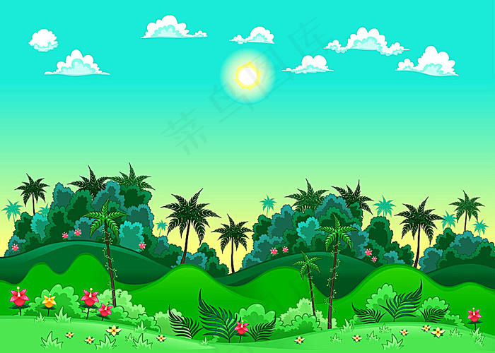 卡通春天风景漫画