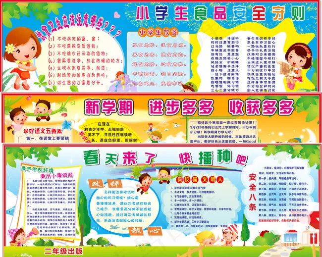 小学生安全卫生展板cdr矢量模版下载