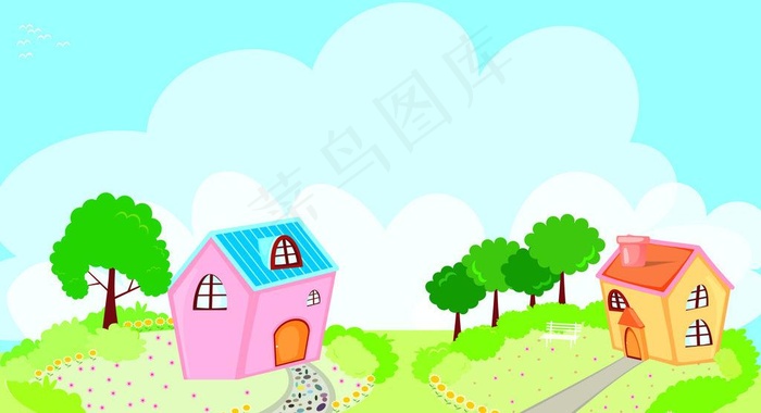 蓝天下的房子图片