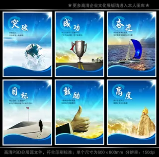 全套企业文化展板海报PSD下载
