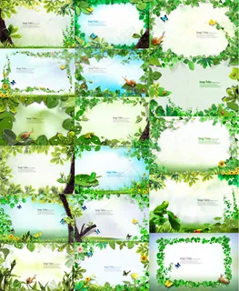 清新绿色相框边框PSD素材