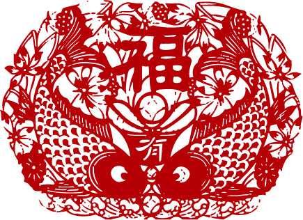 民族剪纸 鱼 矢量素材 AI源文件