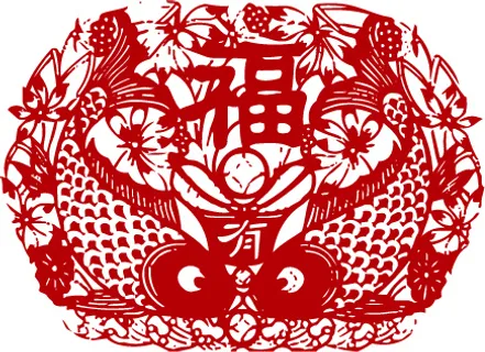 民族剪纸 鱼 矢量素材 AI源文件