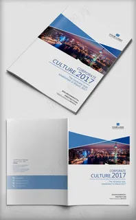 2017年蓝色简约大气画册封面设计...