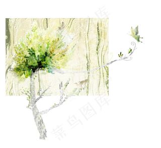 淡雅的小树植物背景素材