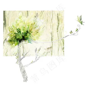 淡雅的小树植物背景素材