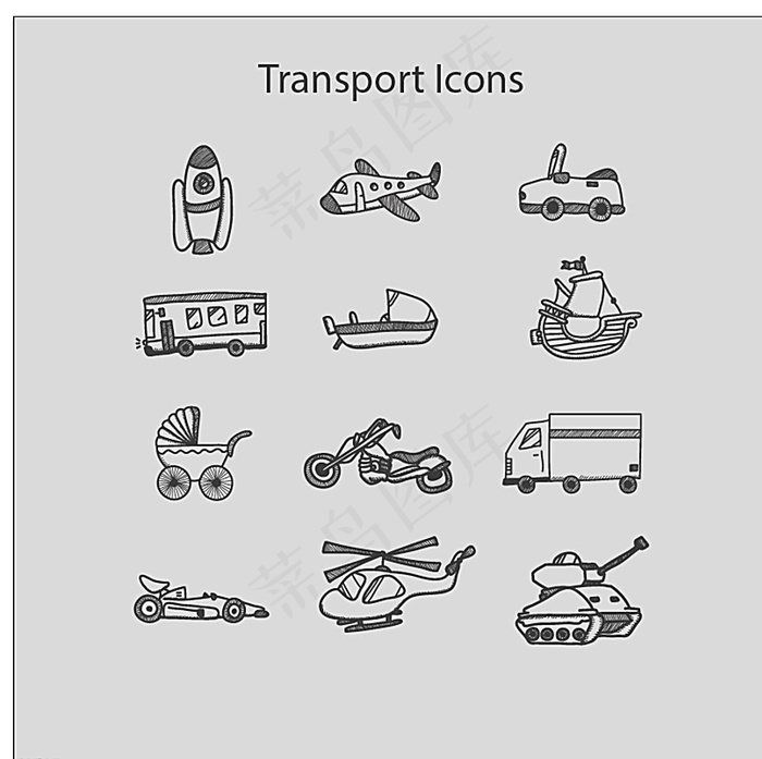 交通运输图标绘图图片ai矢量模版下载