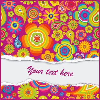 彩绘花纹撕纸背景矢量素材