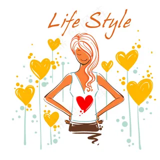 彩绘爱心美女矢量素材