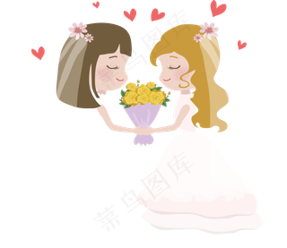 卡通婚庆结婚浪漫婚礼新娘PNG免扣...