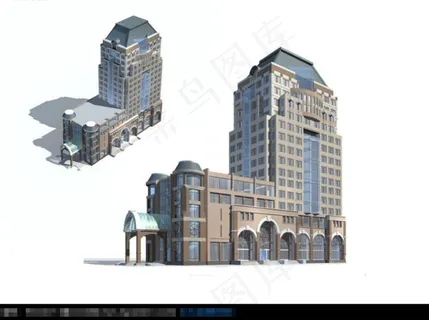 欧式风格商品楼建筑模型 欧式风格商品楼建筑模型