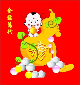 招财童子 卡通形象 矢量CDR_1...