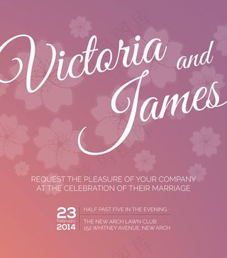 紫色花朵婚礼背景矢量素材