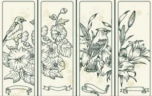 线描花鸟插画设计矢量素材
