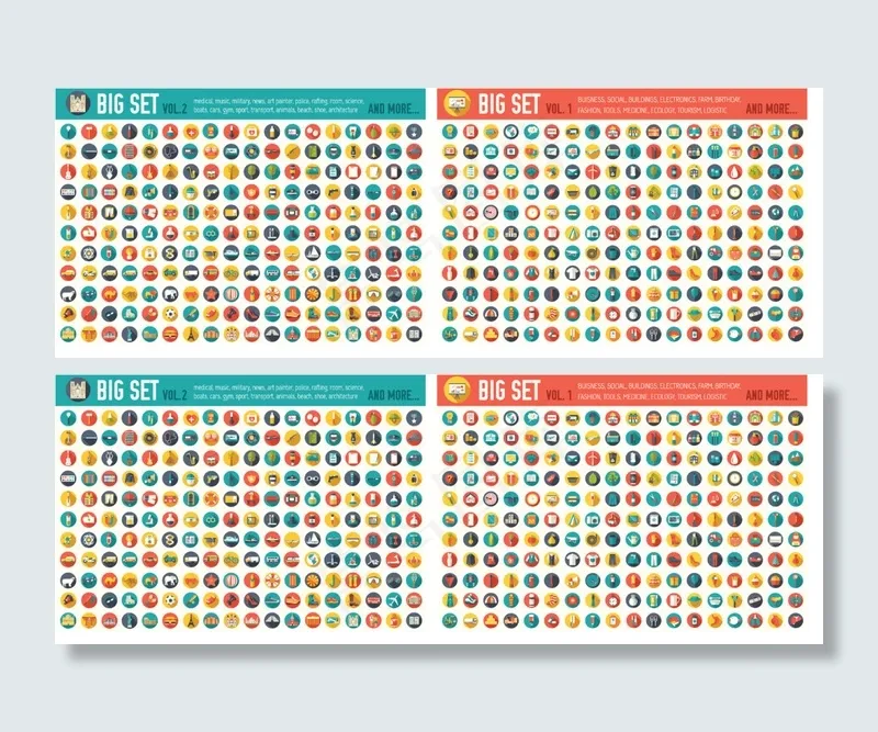 时尚生活圆形图标设计eps,ai矢量模版下载