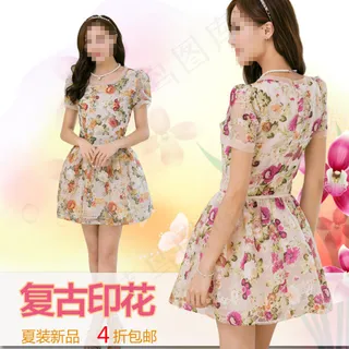 复古印花连衣裙直通车