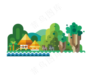 绿色草地草坪小树苗植物设计素材