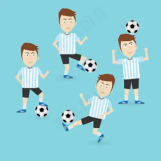 4款足球运动员设计矢量素材图片