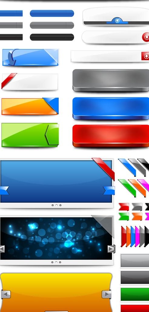 网页横幅标签按钮矢量图 AIai矢量模版下载